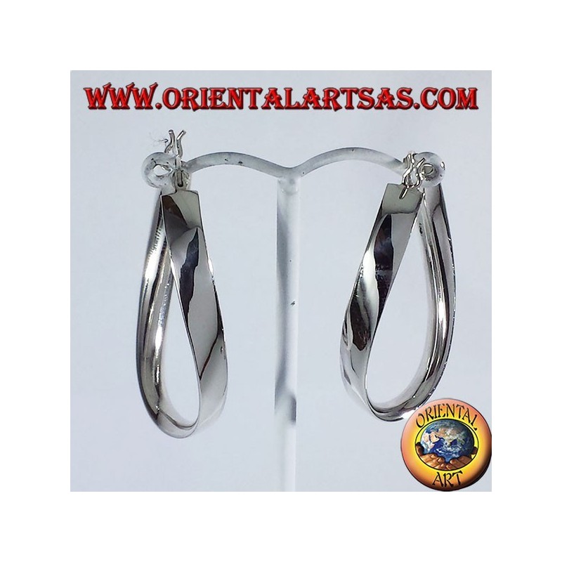 Ohrringe aus Silber, oval Wellband