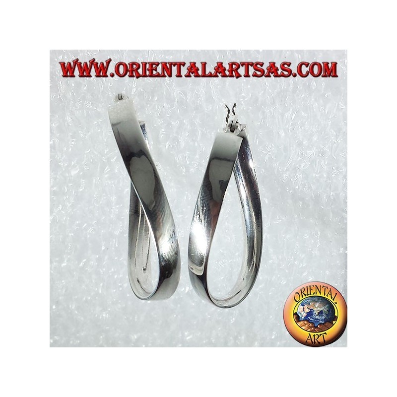 pendientes de plata, correa acanalada ovalada