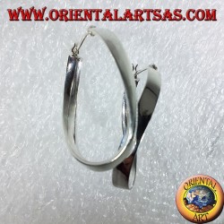 Silver earrings, oval corrugated strap