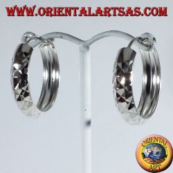 Silber Hoop Ohrringe, Diamant Medium abzuschneiden
