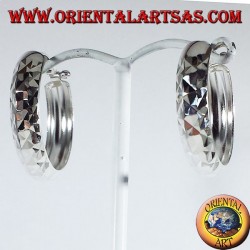 Silber Hoop Ohrringe, Diamant Medium abzuschneiden