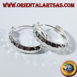 pendientes de aro de plata, diamante cortando medio