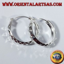 pendientes de aro de plata, diamante cortando medio