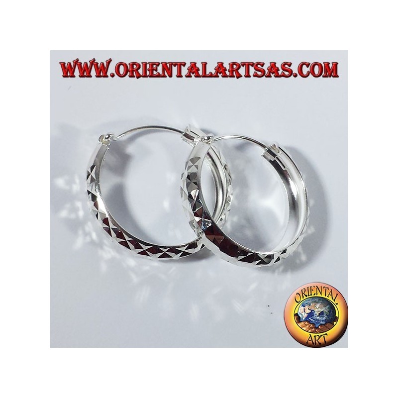 boucles d'oreilles en argent, diamant coupant moyen