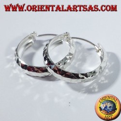 Silber Hoop Ohrringe, Diamant Medium abzuschneiden