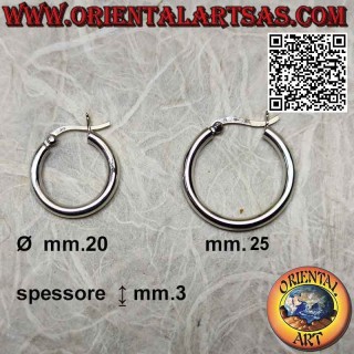 Pendientes de plata, círculos lisos lisos de 3 mm de grosor (palanca)