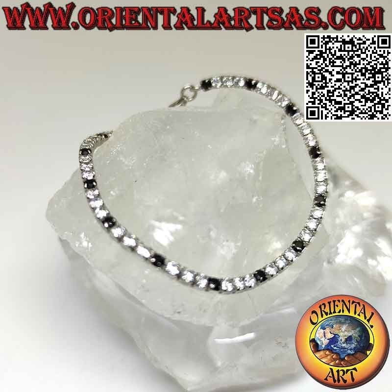 Bracelet tennis en argent 925‰ avec zircons naturels sertis 2,5 mm (ajustable)