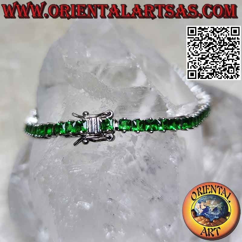 Bracciale tennis in argento 925‰ con zirconi verdi incastonati da 3 mm