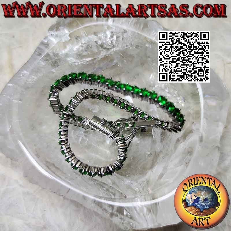 Bracciale tennis in argento 925‰ con zirconi verdi incastonati da 3 mm