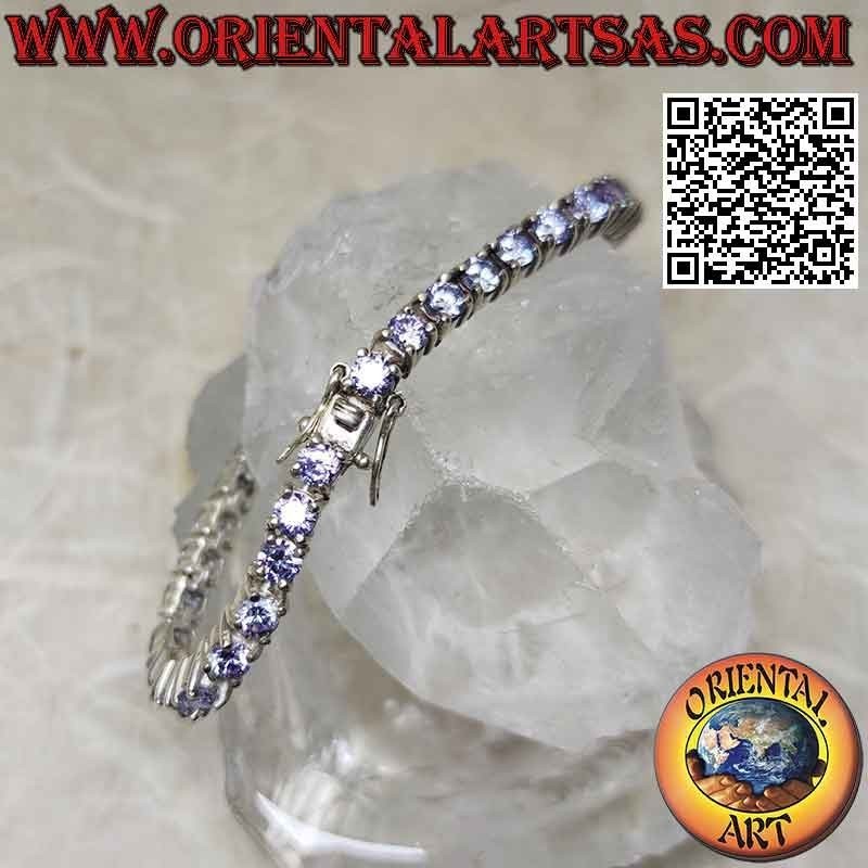 Bracciale tennis in argento 925‰ con zirconi lilla incastonati da 4 mm