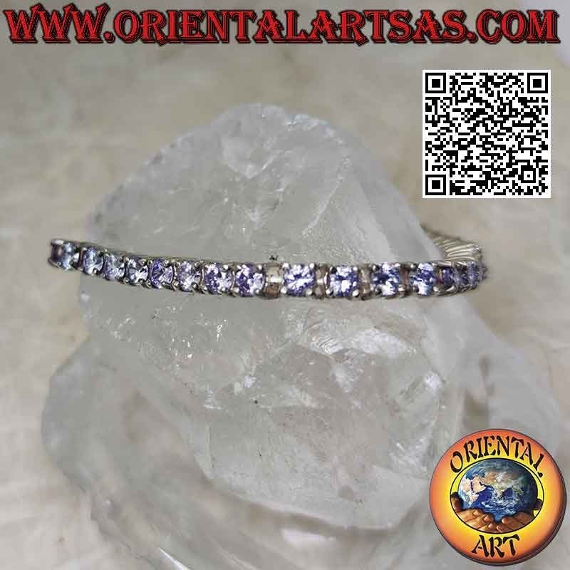 Tennis bracelet in 925 ‰ silver with 4 mm set lavender zircons