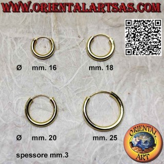 3mm thick gold-plated smooth circle silver earrings