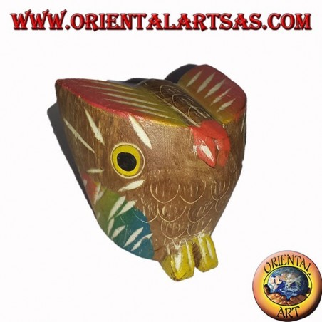 gufo piccolo il legno di teak colorata