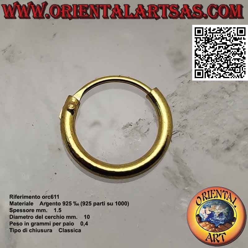 1,5 mm dicke, vergoldete, glatte Silberohrringe