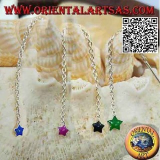 Orecchini in argento a catenina da 6 cm con stella smaltata