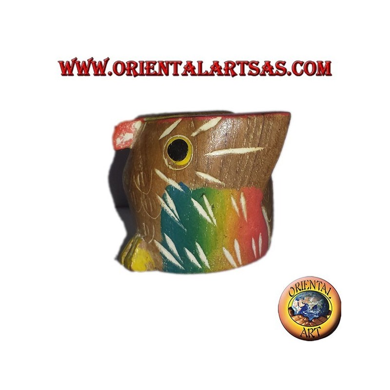 el pequeño búho de colores de madera de teca
