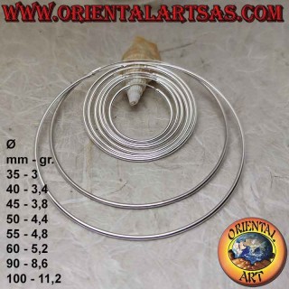 Boucles d'oreilles en argent, simples cercles lisses 2 épais de 35 mm Ø à 100 mm Ø (classique)