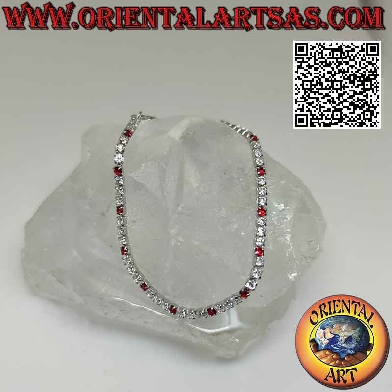 Pulsera tenis en plata 925‰ con circonitas naturales engastadas 2 mm (ajustable)