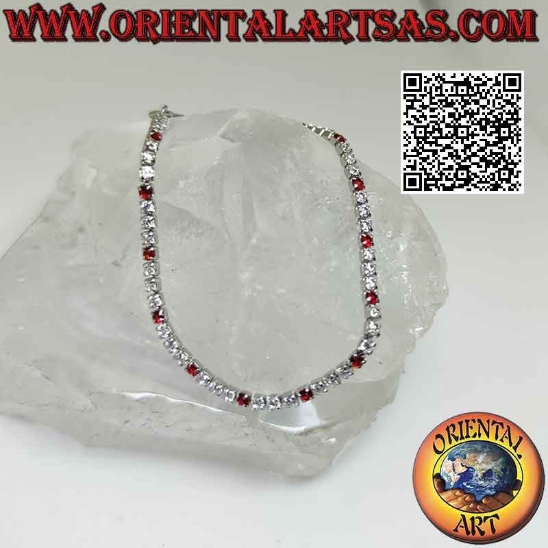 Bracelet tennis en argent 925‰ avec zircons naturels sertis 2 mm (ajustable)
