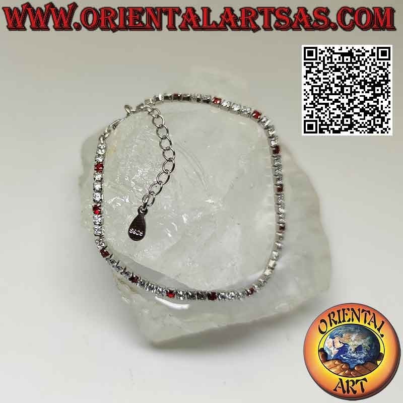 Bracciale tennis in argento 925‰ con zirconi naturali incastonati da 2 mm (regolabile)