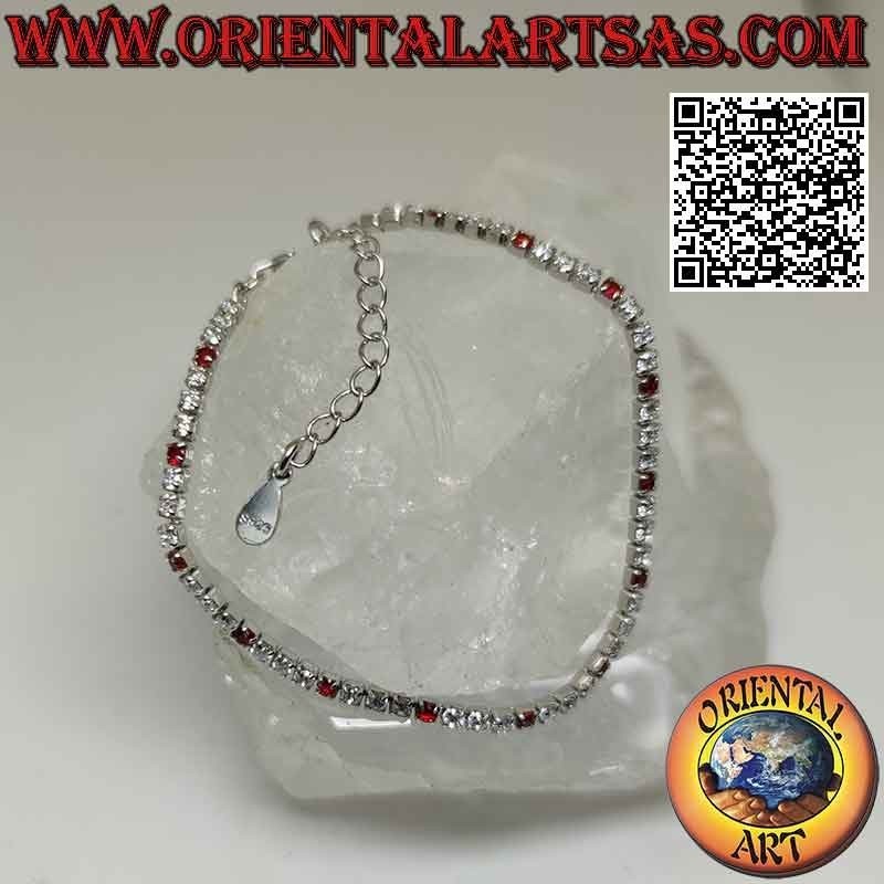 Pulsera tenis en plata 925‰ con circonitas naturales engastadas 2 mm (ajustable)