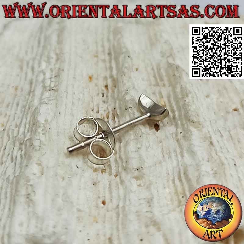 Silberner Mini-Ohrring, der leere Mond oder Halbmond mit Halbedelstein