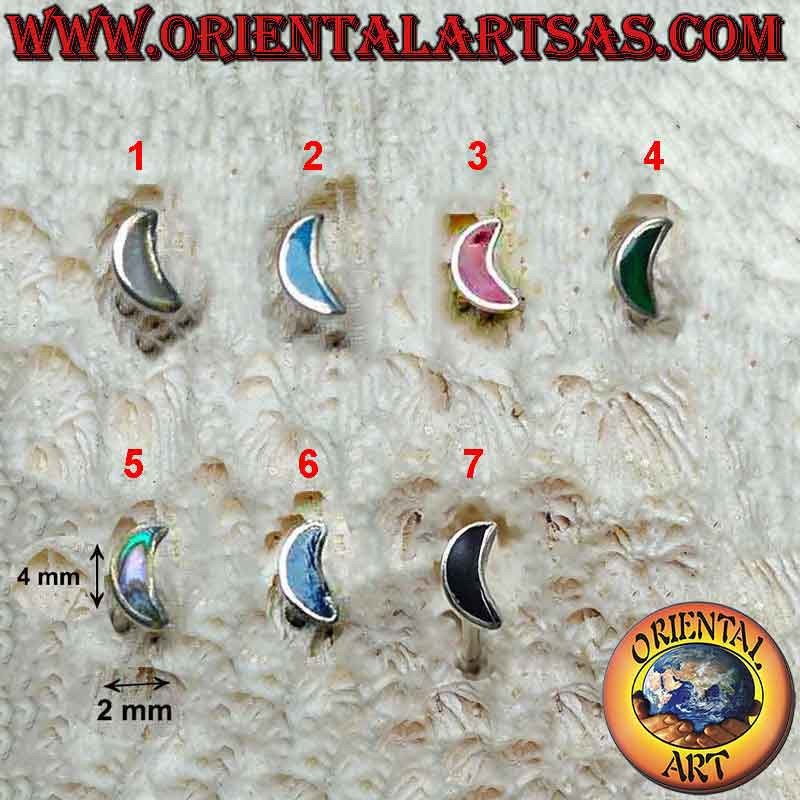 Mini orecchino in argento, la luna vuota o mezzaluna con pietra semipreziosa