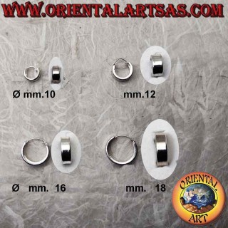 Boucles d'oreilles en argent, cercles lisses plats de 6 mm d'épaisseur (classiques)