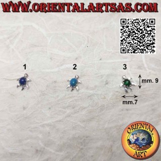 Silberner Mini-Ohrring, Meeresschildkröte mit Schale aus Halbedelstein