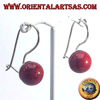 Silver earrings with coral sphere