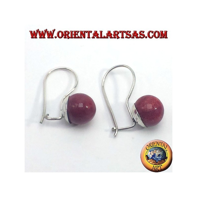 Pendientes de plata con esfera de coral