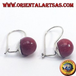 Silver earrings with coral sphere