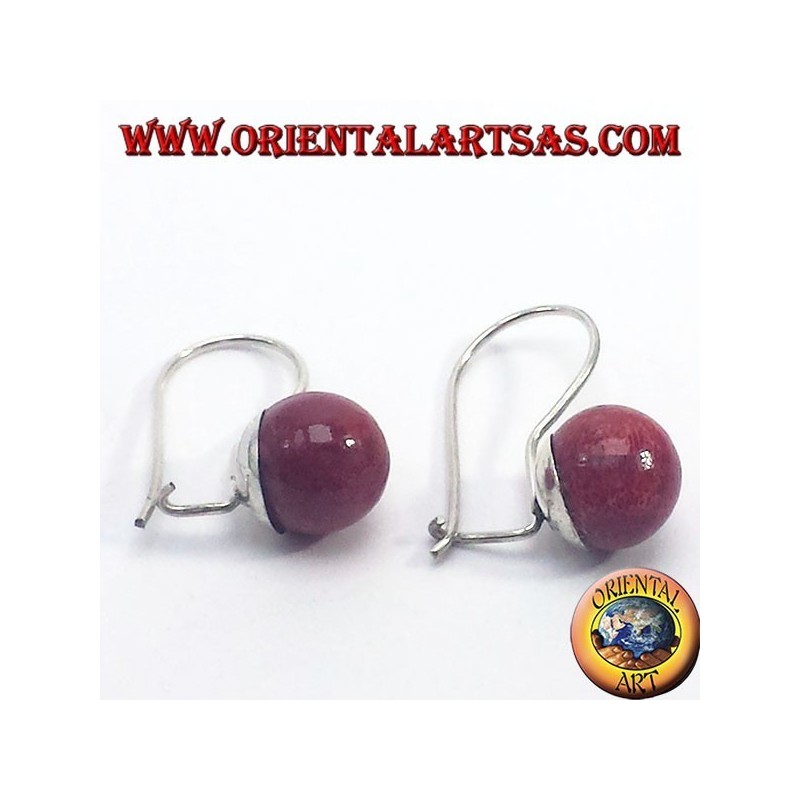 Pendientes de plata con esfera de coral