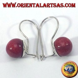 Silver earrings with coral sphere
