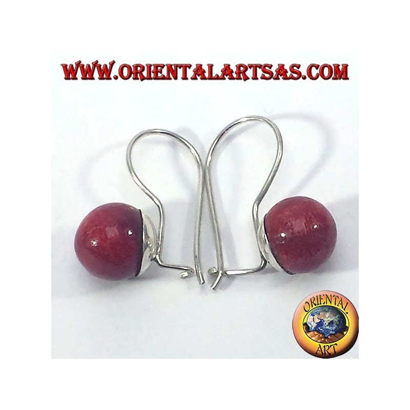 Orecchini d'argento con sfera di madrepore