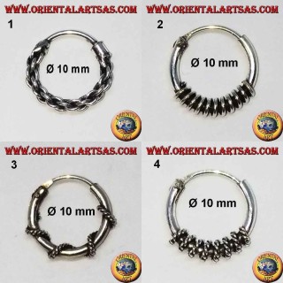 Boucle d'oreille en argent 925‰, cercle usiné, diamètre 10 mm (1)