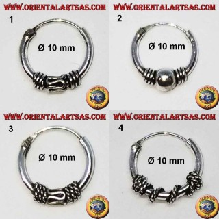 Orecchino in argento 925‰, cerchio lavorato, 10 mm di diametro (2)
