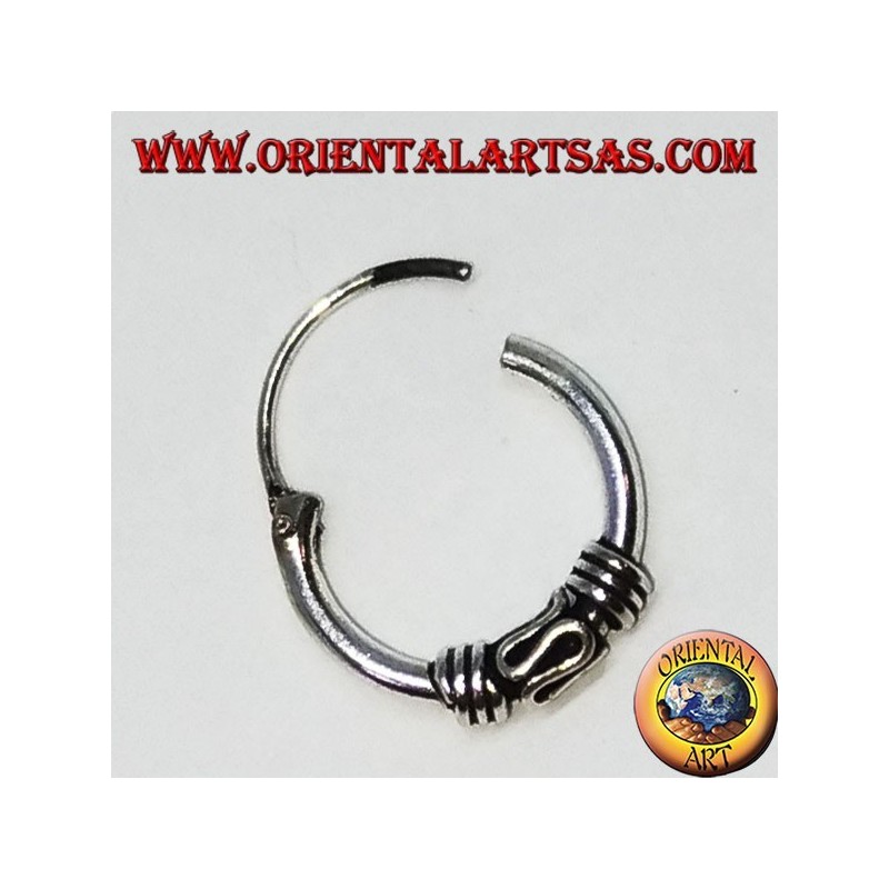 Orecchini Argento 925 Cerchio Lavorato Ossidato 10mm