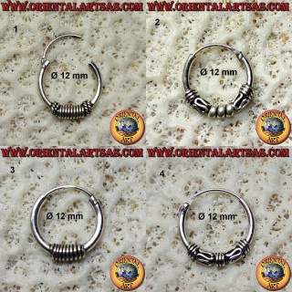 Boucle d'oreille en argent 925‰, cercle usiné, diamètre 12 mm (7)