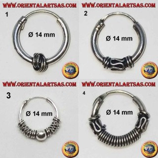 Boucle d'oreille en argent 925‰, cercle usiné, diamètre 14 mm (2)
