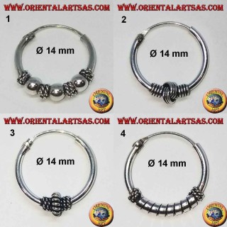 Boucle d'oreille en argent 925‰, cercle usiné, diamètre 14 mm (4)