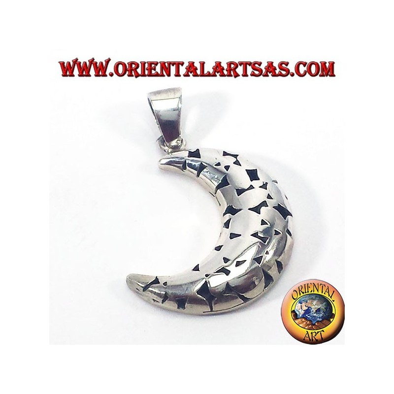 Pendentif argent, lune percé