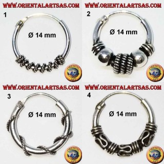 Pendiente de plata 925 ‰, círculo mecanizado, 14 mm de diámetro (6)