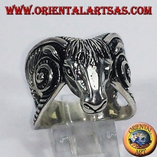 Bague en argent 925‰ anallergique Baphomet Chèvre de Mendès, bélier