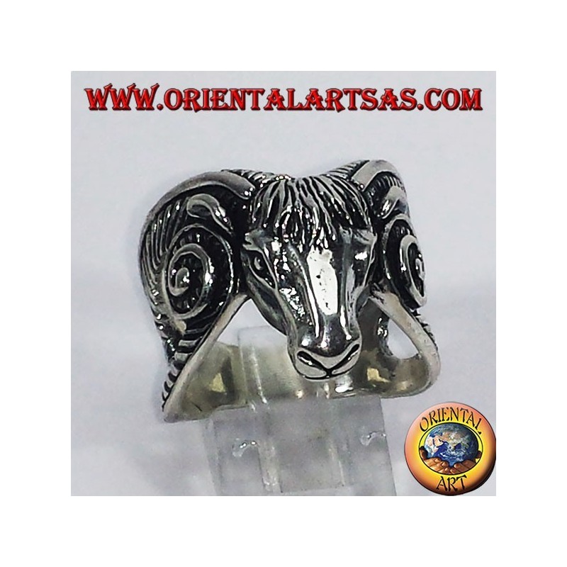 Anello in argento 925‰ anallergico Baphomet  Capra di Mendes, ariete