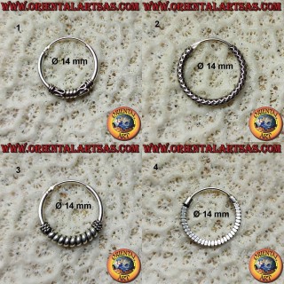 Boucle d'oreille en argent 925‰, cercle usiné, diamètre 14 mm (8)