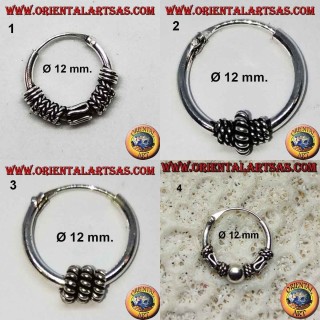 Orecchino in argento 925‰, cerchio lavorato, 12 mm di diametro (5)