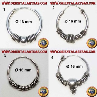 Boucle d'oreille en argent 925‰, cercle usiné, diamètre 16 mm (1)