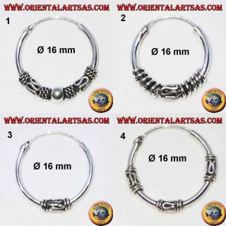 Boucle d'oreille en argent 925‰, cercle usiné, diamètre 16 mm (2)