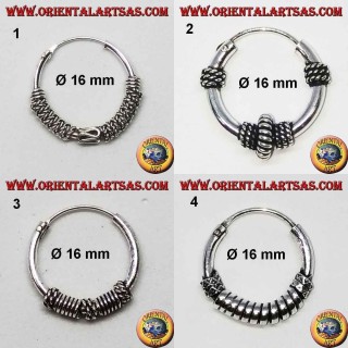 Boucle d'oreille en argent 925‰, cercle usiné, diamètre 16 mm (4)
